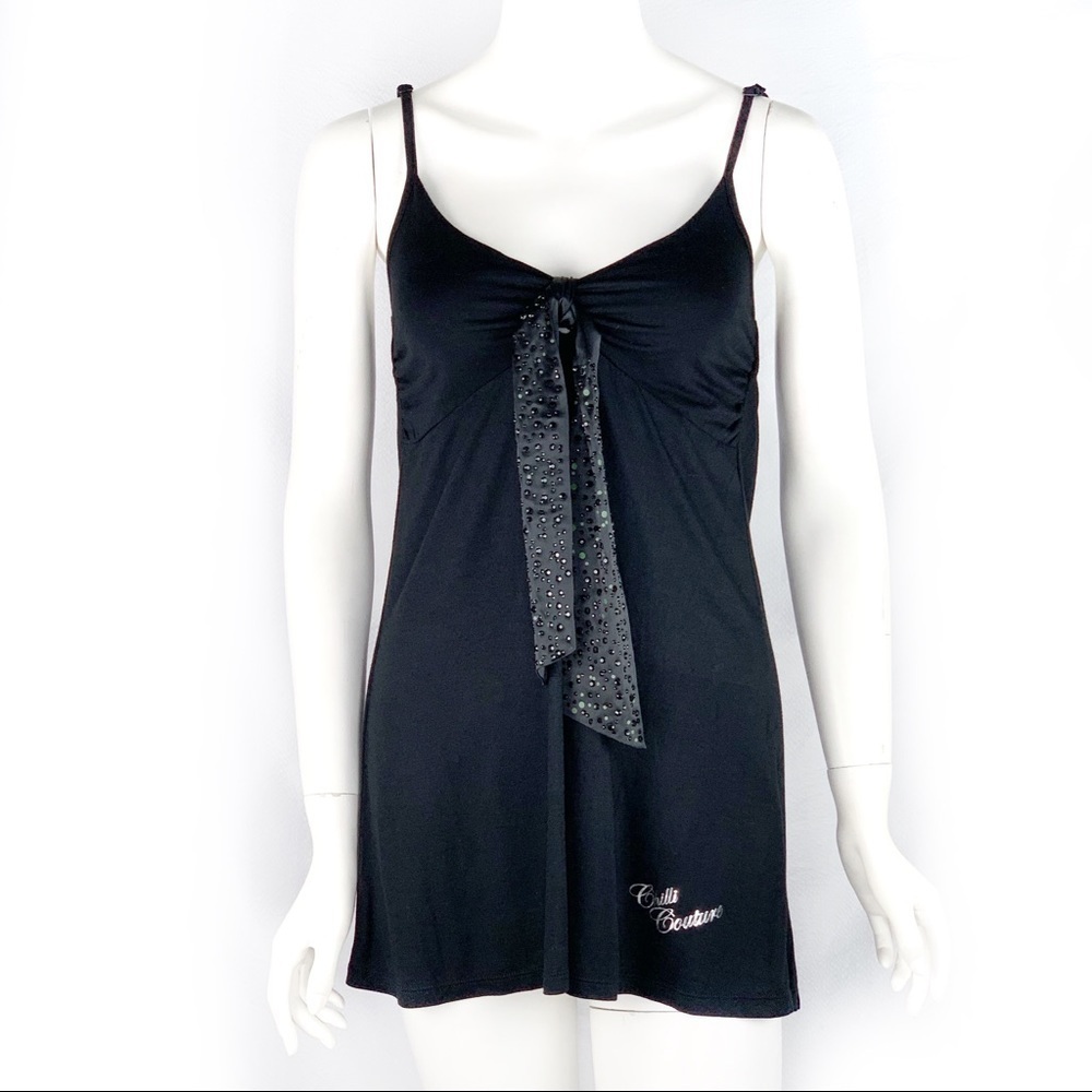New-chilli Couture London Designer RhinestoneTie, Strappy, Babydoll Mini Dress